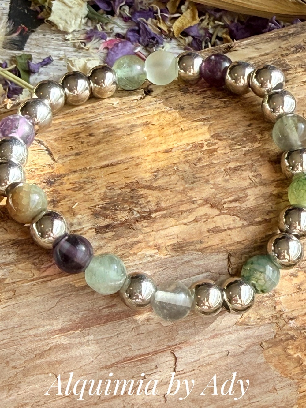 Green fluorite silver bracelet + FALL